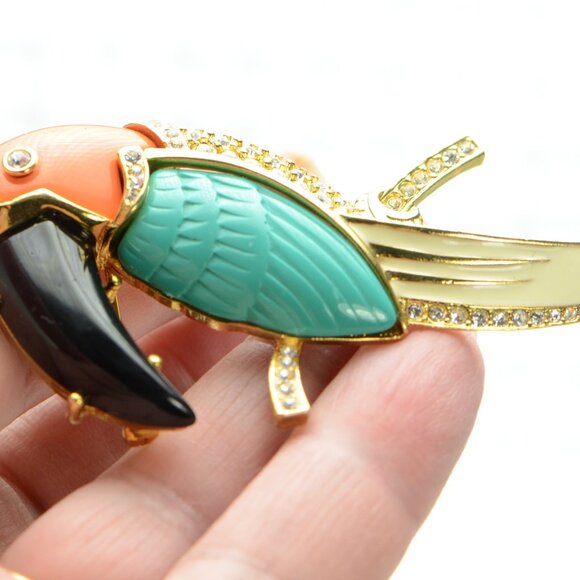 Kenneth Jay Lane KJL Multi Color Toucan Pin Brooch - Picture 3 of 5